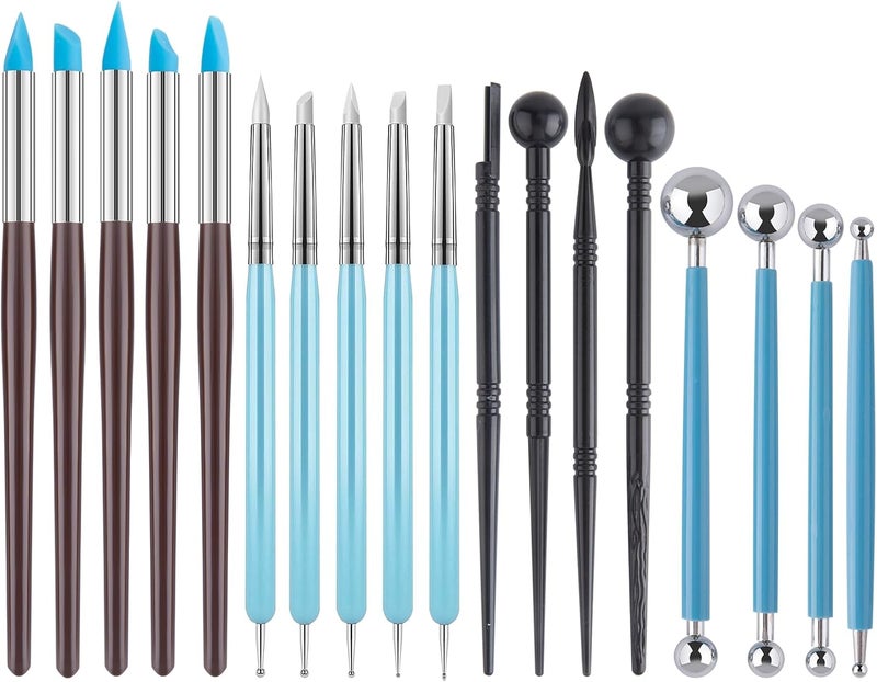 Thyrflen 18PCS Silicone Clay Sculpting Tools, Silicone Painting Brushes Kit, Clay Shaper Tool for Nail Art, Dotting, Shaping, Modeling, Air Dry Clay, Pottery, Ceramics, Polymer Clay, Crafts Supplies - Image 1